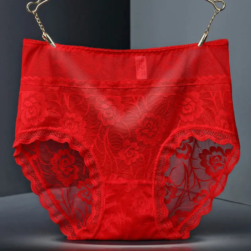 High Waist Hollow-out Lace Sexy Ladies Panties Breathable Traceless Sheath Cotton Stall Meifu Market