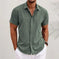 Men's Solid Color Loose Linen Short-sleeved T-shirt White - available style options
