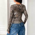 Women's Vintage Leopard Print Long-sleeved T-shirt Meifu Market