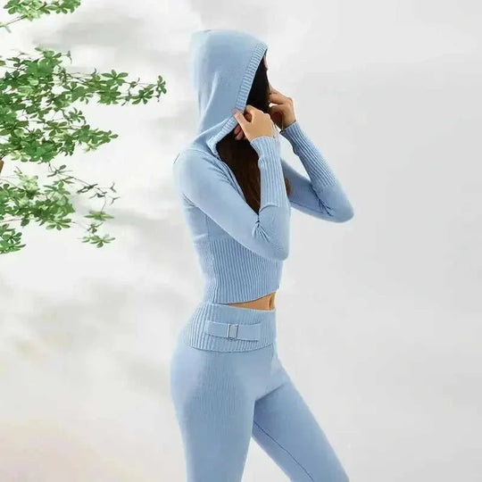 premium cotton blend fabric | two-piece hoodie set | versatile lounge wear | energy saving