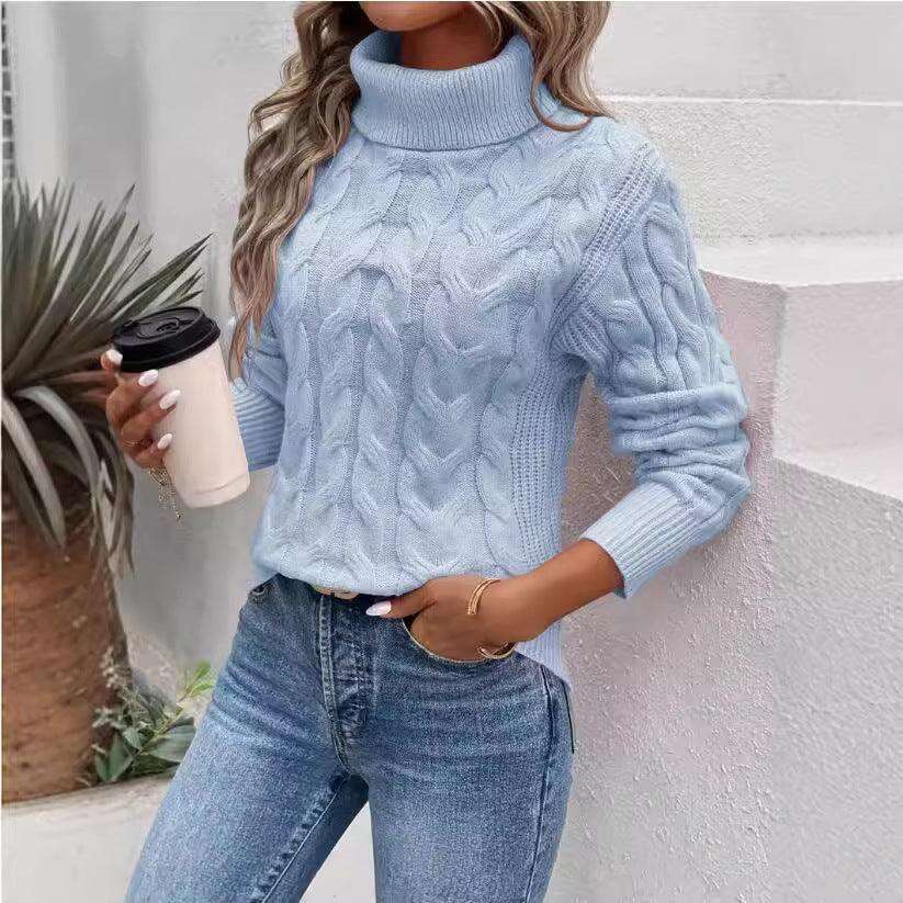 Women's Cable-knit Turtleneck Sweater Meifu Market