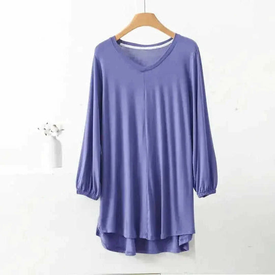modal fabric pajamas | plus size loose fit sleepwear | long sleeve nightwear for women | energy saving