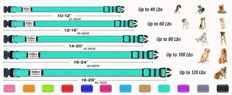 reflective dog collar | adjustable neoprene collar | padded breathable nylon collar | energy saving