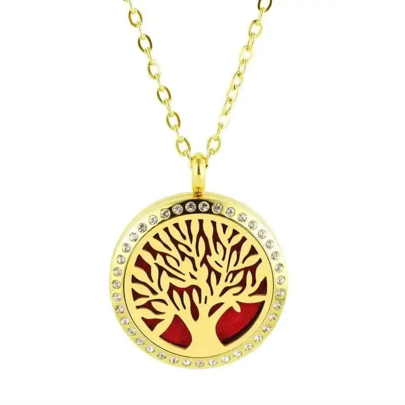 stainless steel pendant necklace | tree of life diffuser necklace | essential oil jewelry for women | energy saving