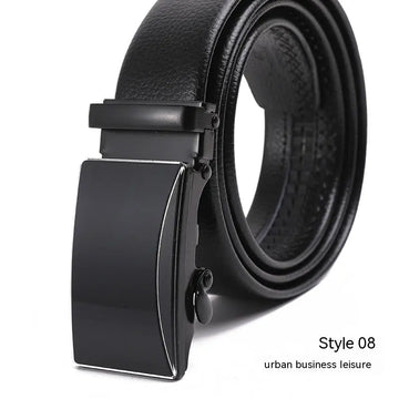 Men's Fashion Automatic Buckle Litchi Pattern Belt meifu market