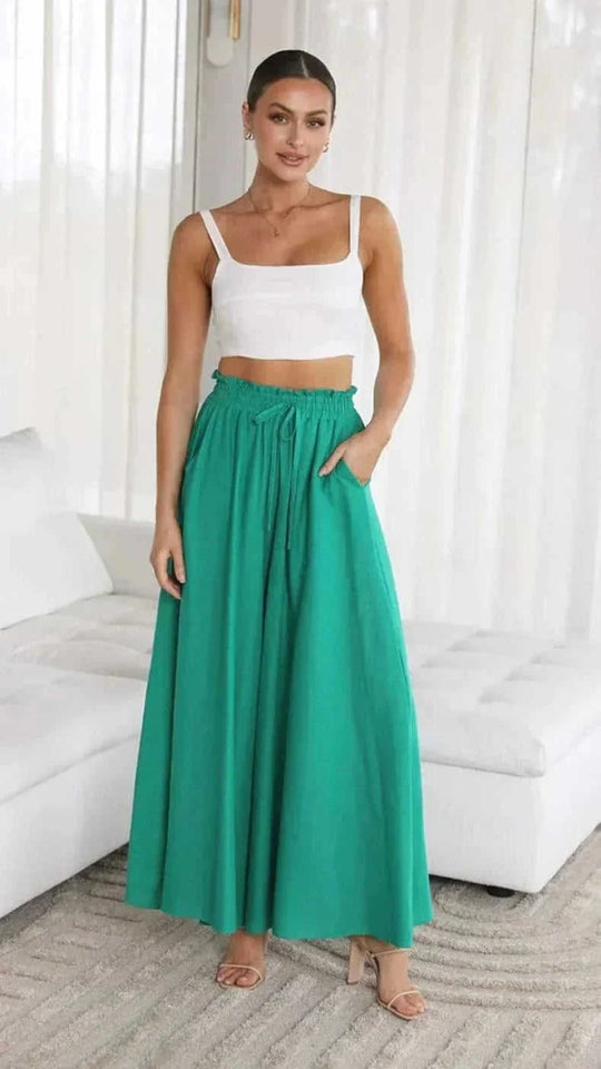 high-waisted wide leg pants | soft cotton blend fabric | elastic waistband sweatpants | energy saving