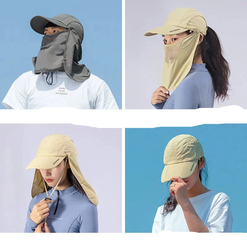 sun protection hat with neck flap | upf 50 wide brim hat | breathable mesh summer hat | energy saving