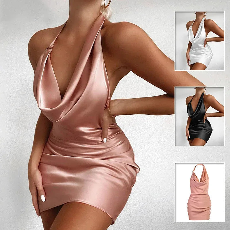 satin fabric dress | sleeveless mini dress | summer party wear | ultrasonic cleaning