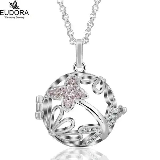 pink crystal locket necklace | 18mm pregnancy bola necklace | adjustable length maternity jewelry | ultrasonic cleaning