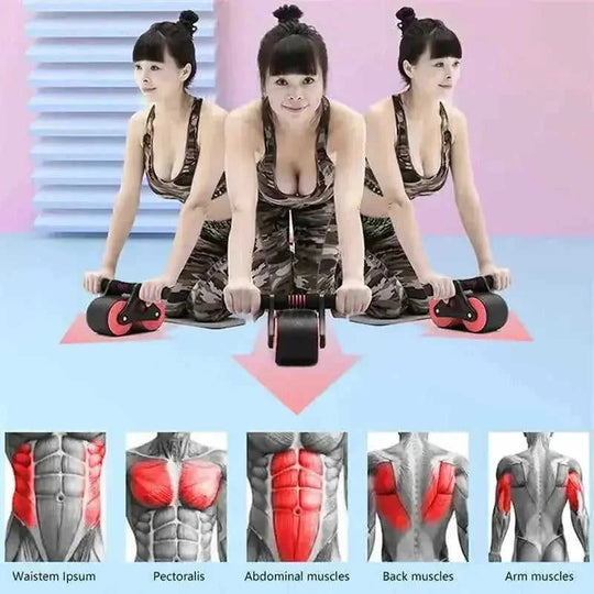 automatic rebound ab wheel | double wheel abdominal roller | stainless steel ab exerciser | ultrasonic cleaning