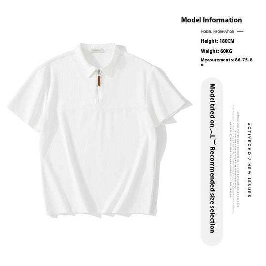 Open-Mesh Waffle Polo Shirt for Men's Relaxed Summer Style
