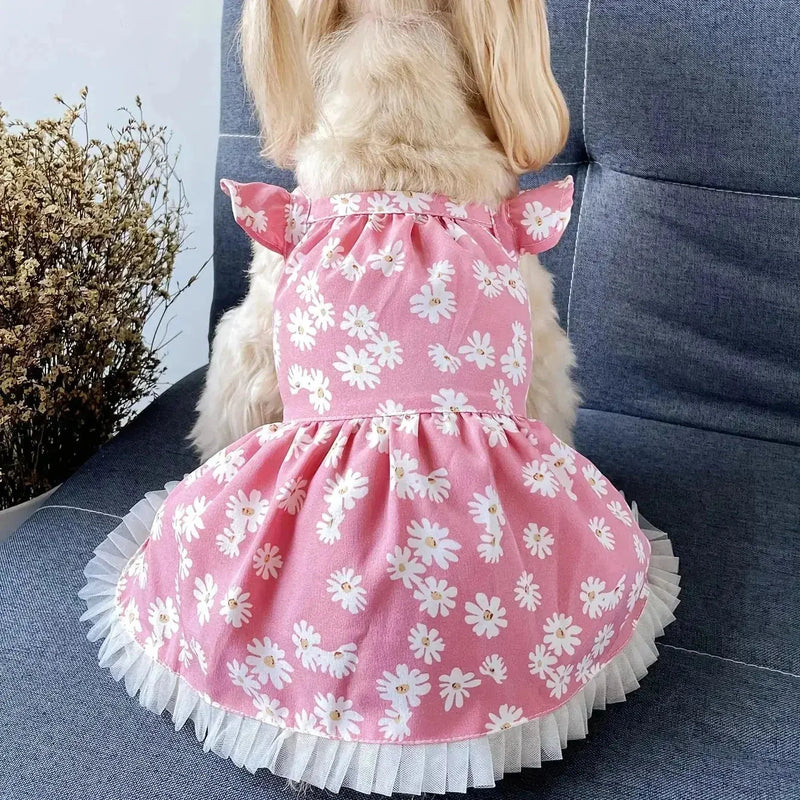 adorable daisy pet dress | soft breathable dog dress | comfortable cat loungewear | energy saving