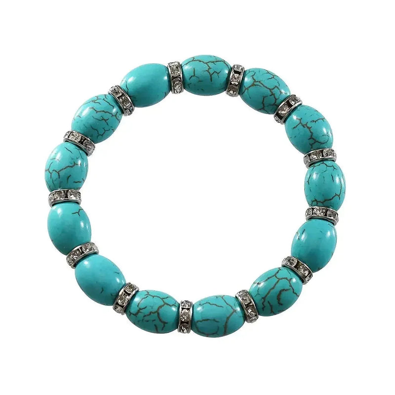 elastic turquoise bracelet | adjustable boho bangle | vintage tribal jewelry | ultrasonic cleaning