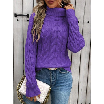Women's Cable-knit Turtleneck Sweater Meifu Market