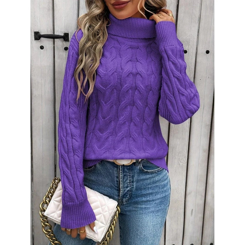 Women's Cable-knit Turtleneck Sweater Meifu Market