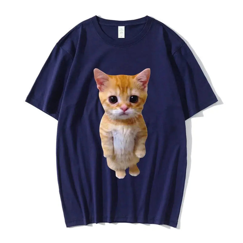 sad crying cat t-shirt | munchkin kitty graphic tee | soft cotton cat meme shirt | ultrasonic cleaning