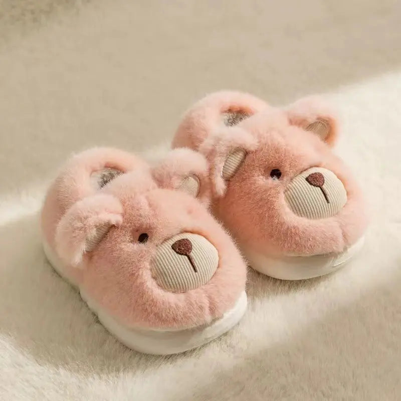 Plush Slippers Home Cotton Slippers Heel-wrapping Shoes Boys And Girls Warm Shoes Meifu Market