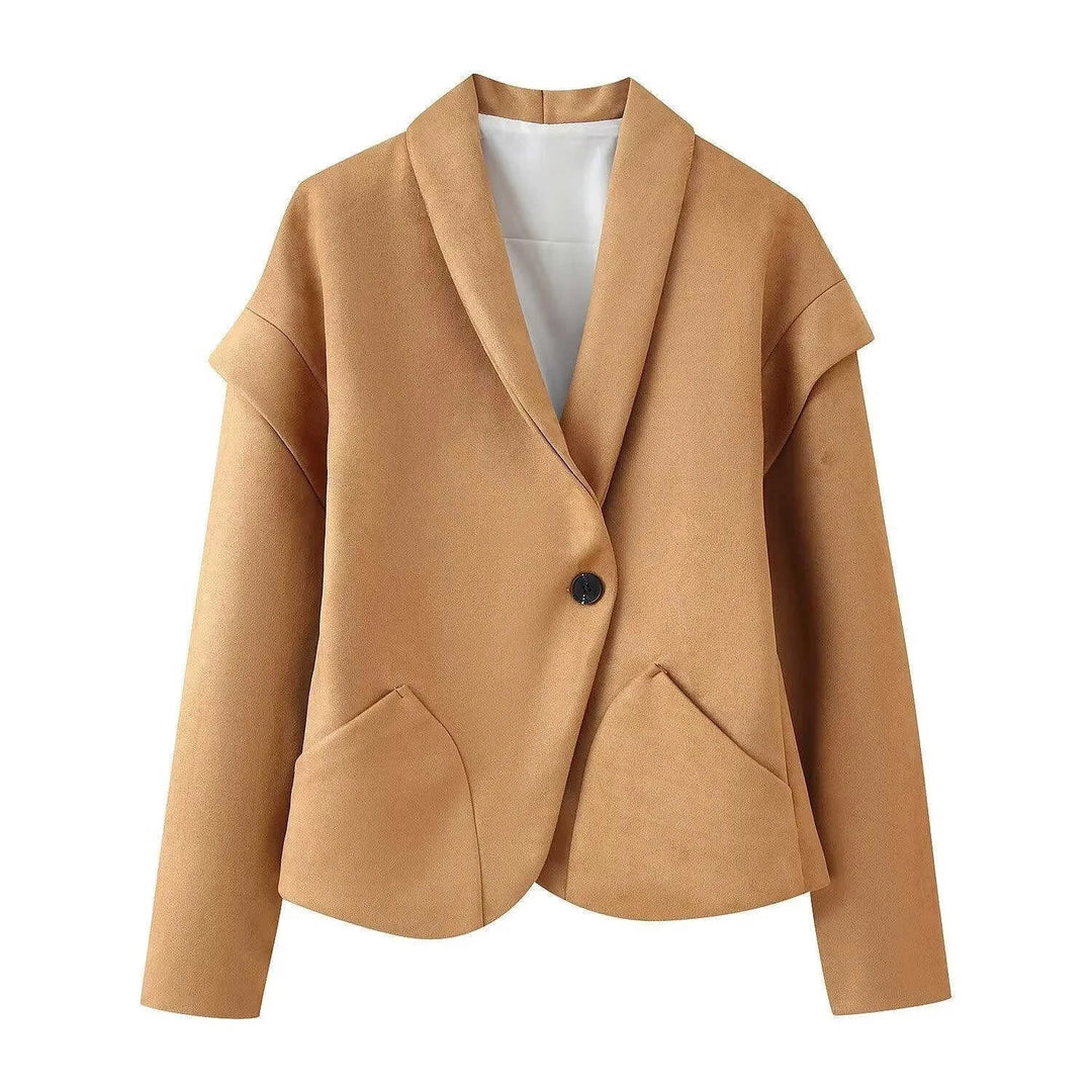 suede blazer jacket | single button closure | slim fit suit jacket | ultrasonic cleaning