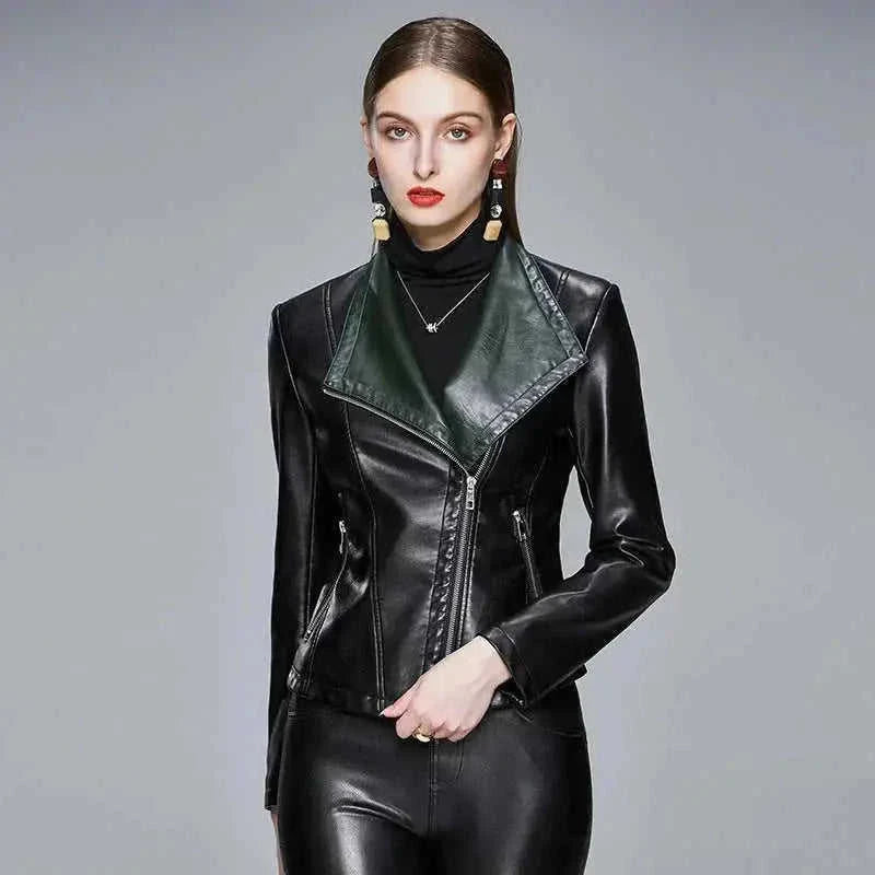Ride with Style – Motorcycle Leather Jacket Featuring Sleek Double-Zipper Design - lifestyle (material: leather | color:...