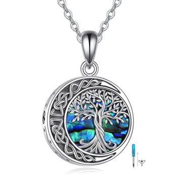 sterling silver cremation necklace | tree of life urn pendant | memory jewelry for ashes | energy saving