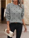 Ins Polka Dot Print Pullover Sweater Fashion Casual Long-sleeved Jacquard Knitted Top Winter Round Neck Clothing For Women Meifu Market