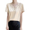 Acetate V-Neck Loose Short-Sleeve Top - Women's Commute Style - lifestyle (material: denim, silk | color: white, black |...