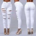 high-waisted ripped skinny jeans | distressed denim trousers for women | slim fit pencil pants | energy saving