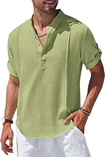 linen blend fabric | relaxed fit shirt | beach vacation wear | ultrasonic cleaning