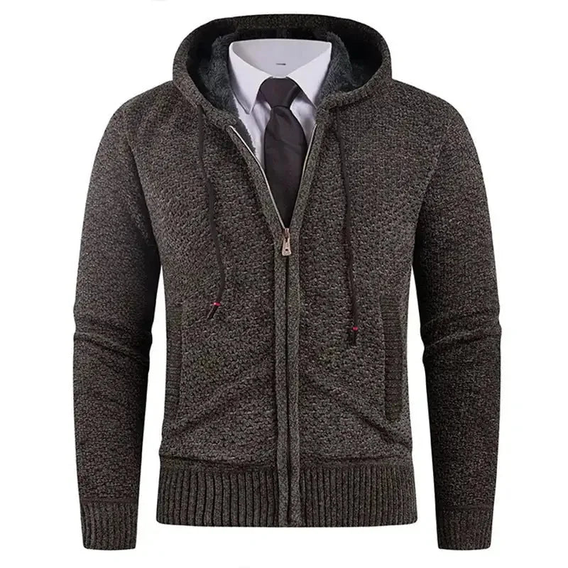 fleece-lined knitwear | lightweight mens sweater | cold weather hoodie | energy saving