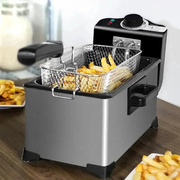stainless steel basket | commercial-grade fryer | home kitchen use | energy saving