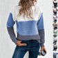 Pullover Knitted Sweater Fashion Round Neck Splicing Knitwear Loose Top Women's Clothing Meifu Market
