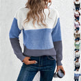 Pullover Knitted Sweater Fashion Round Neck Splicing Knitwear Loose Top Women's Clothing Meifu Market