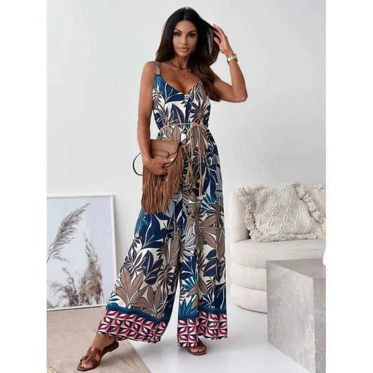 bohemian wide-leg pants | elastic waistband pants | flowy one-piece pants | energy saving