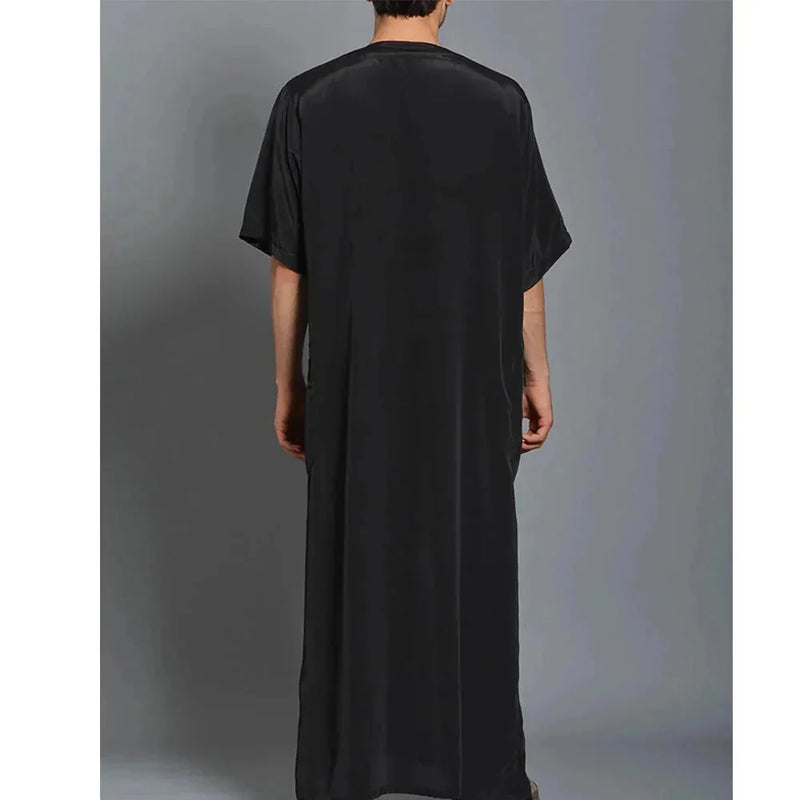 lightweight cotton thobe | breathable prayer robe | long sleeve arabic robe | energy saving