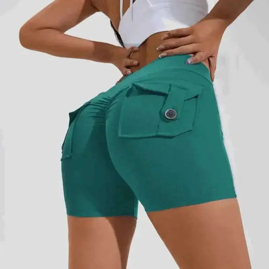 high-waisted compression shorts | quick-dry nylon fabric | 4-way stretch material | ultrasonic cleaning