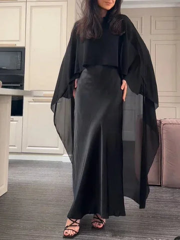 long sleeve maxi dress | breathable cotton fabric | midi length dress | energy saving