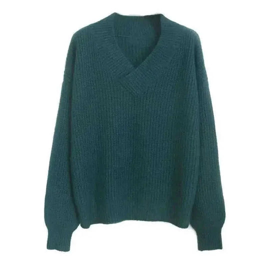 oversized wool blend sweater | v-neck cable knit pullover | long sleeve winter sweater | ultrasonic cleaning