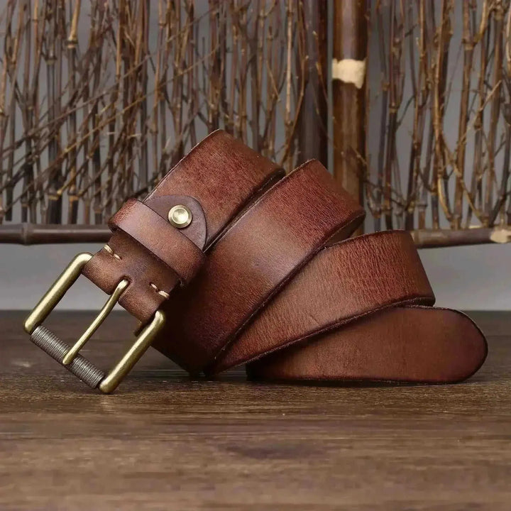 handmade full-grain cowhide belt | 4cm wide leather belt for men | heavy-duty thick leather belt | energy saving