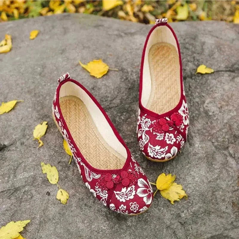 flat bottom cloth shoes | embroidered linen shoes | national style footwear | energy saving