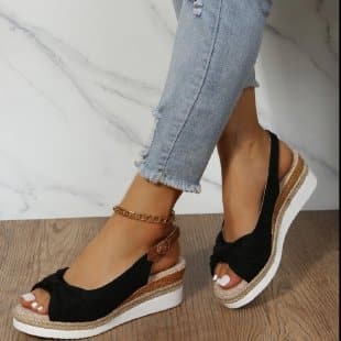 Bow Shoes Summer Peep Toe Platform Sandals Buckle Daily Casual Shoes