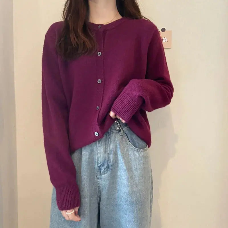 loose-fit cashmere cardigan | long-sleeve padded sweater | premium cashmere blend | ultrasonic cleaning