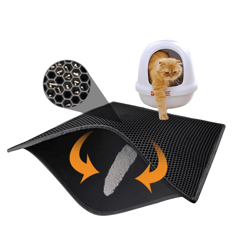 Kitty Cat Litter Mat Trapping Honeycomb Double Layer Design Waterproof Double Layer EVA Cat Litter Pad Waterproof Non-slip Sand Basin Filter Kitten Dog Washable Mattress Meifu Market