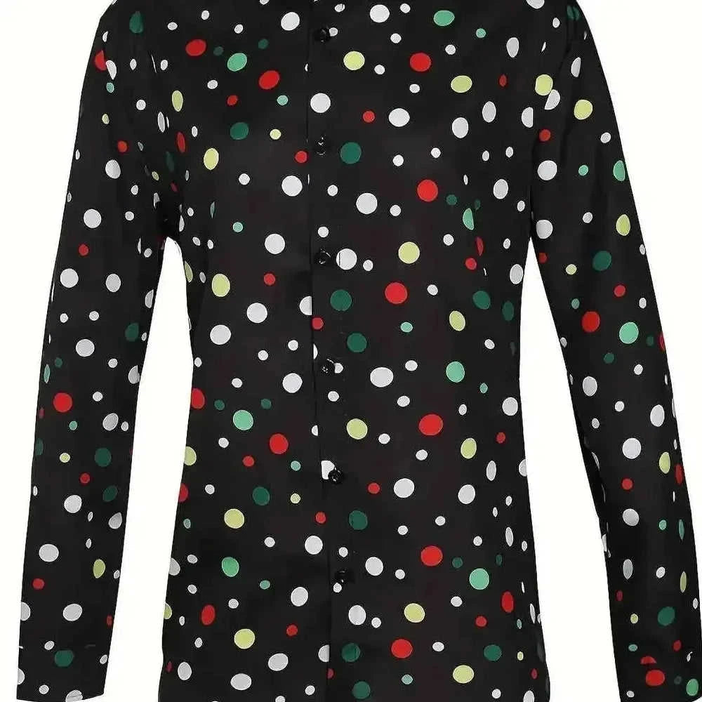 long sleeve polka dot shirt | cotton blend casual shirt | mens button down shirt | ultrasonic cleaning