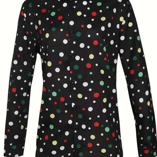 A Casual And Versatile Long-sleeved Shirt With Polka Dot Prints For Teenagers And Men - view 8 (material: cotton, leather...