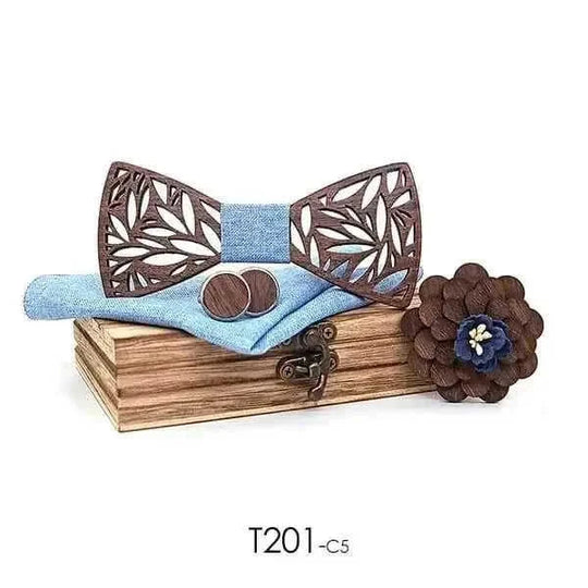 hollow carved wooden bow tie | plaid handkerchief set for men | novelty men ties gift set | energy saving