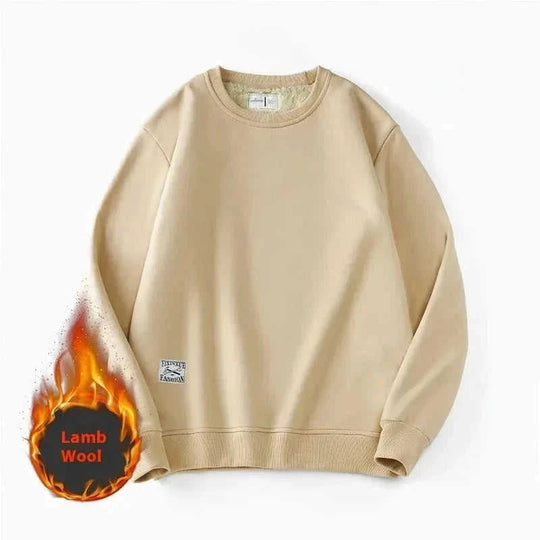 warm fleece pullover sweater | heavyweight fleece sweatshirt | solid color mens sweater | energy saving