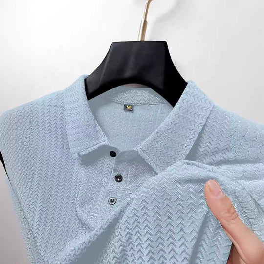 Ice Silk Polo – Men's Moisture-Wicking Side-Slit Sport Shirt