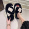cross-strap fuzzy slippers | 5cm heel house shoes | plush indoor slippers women | ultrasonic cleaning