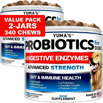 2 Pack Probiotics For Dogs And Digestive Enzymes Dog Probiotics Chews Anti Diarrhea Upset Stomach Gas Relief Constipation Canine Prebiotic Pet Fiber Supplement 340 Chews - what is the best probiotic for dogs with sensitive stomachs