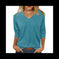 3 Pack 3 4 Sleeve Shirts For Women V Neck T Shirt Fall Casual Tops Basic Base Layer Undershirts Tees - close-up detail...